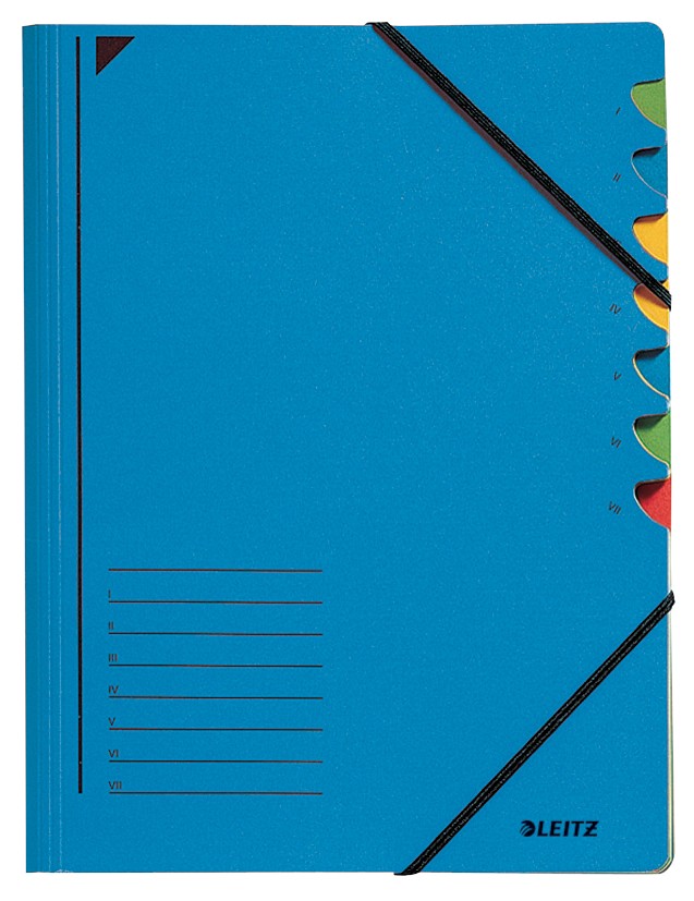 Leitz Ordnungsmappe 39070035 DIN A4 Blau Karton 7 Fächern 24,5 x 32 cm