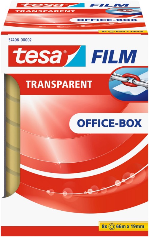 tesa Klebeband tesafilm Office-Box Transparent 19 mm (B) x 66 m (L) PP (Polypropylen) 8 Rollen