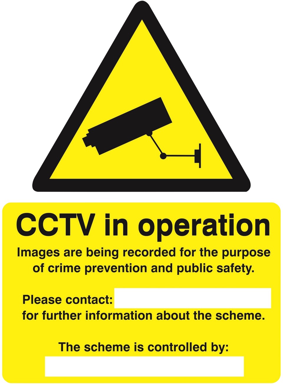Warning Sign 'CCTV in operation' PVC (Polyvinyl Chloride) 12.5 x 15 cm