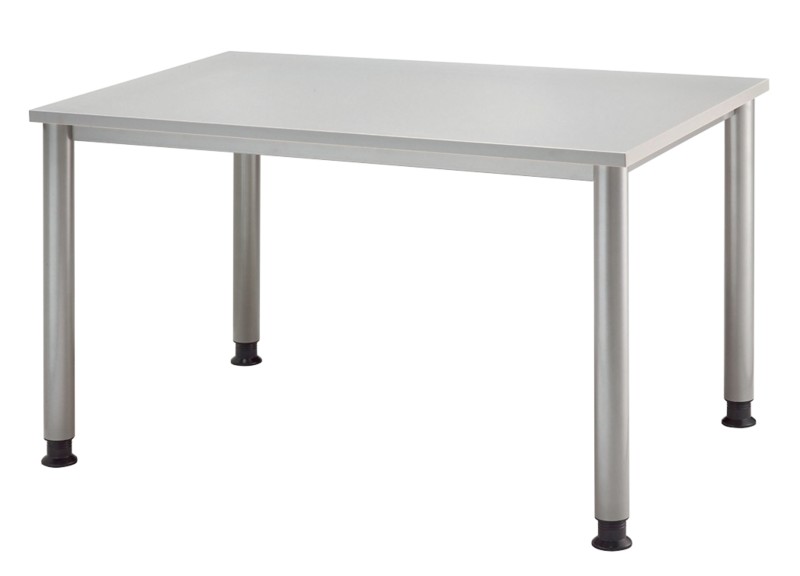Thumbnail - Hammerbacher Matrix Schreibtisch Rechteckig Hellgrau, Silber 4 Füße 1.200 (B) x 800 (T) x 810 (H) mm Aluminium, Holz, Ku...