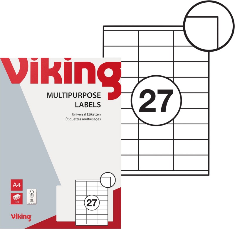 Viking Universaletiketten Ablösbar 70 x 31mm Weiß 2700 Stück