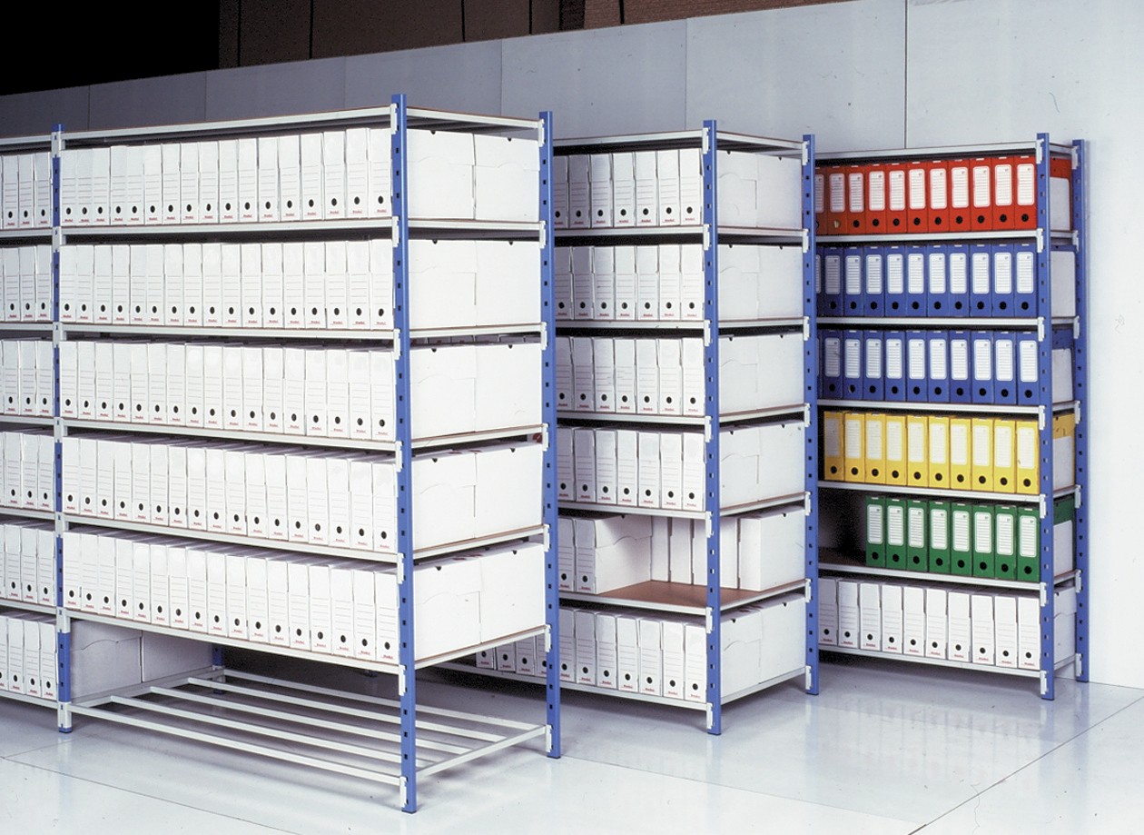 MAMMUT Regal 5 Fachböden Kunststoff, Stahl 1.500 x 700 x 2.000 mm Blau, Hellgrau