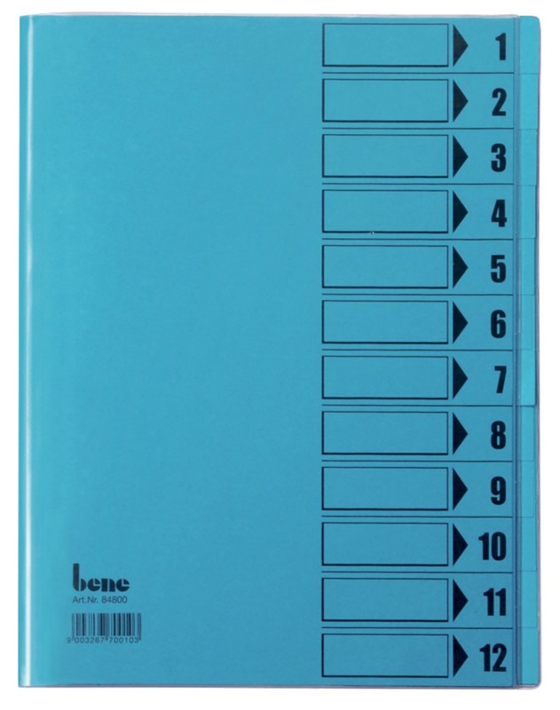 Thumbnail - Bene Ordnungsmappe DIN A4 Blau Hartpappe (RC) 12-teilig 25,6 x 34 cm