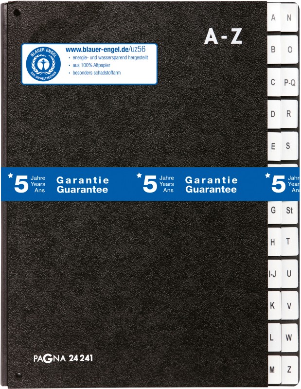 PAGNA Pultordner 24 Schwarz DIN A4 Hartpappe A - Z Schwarz