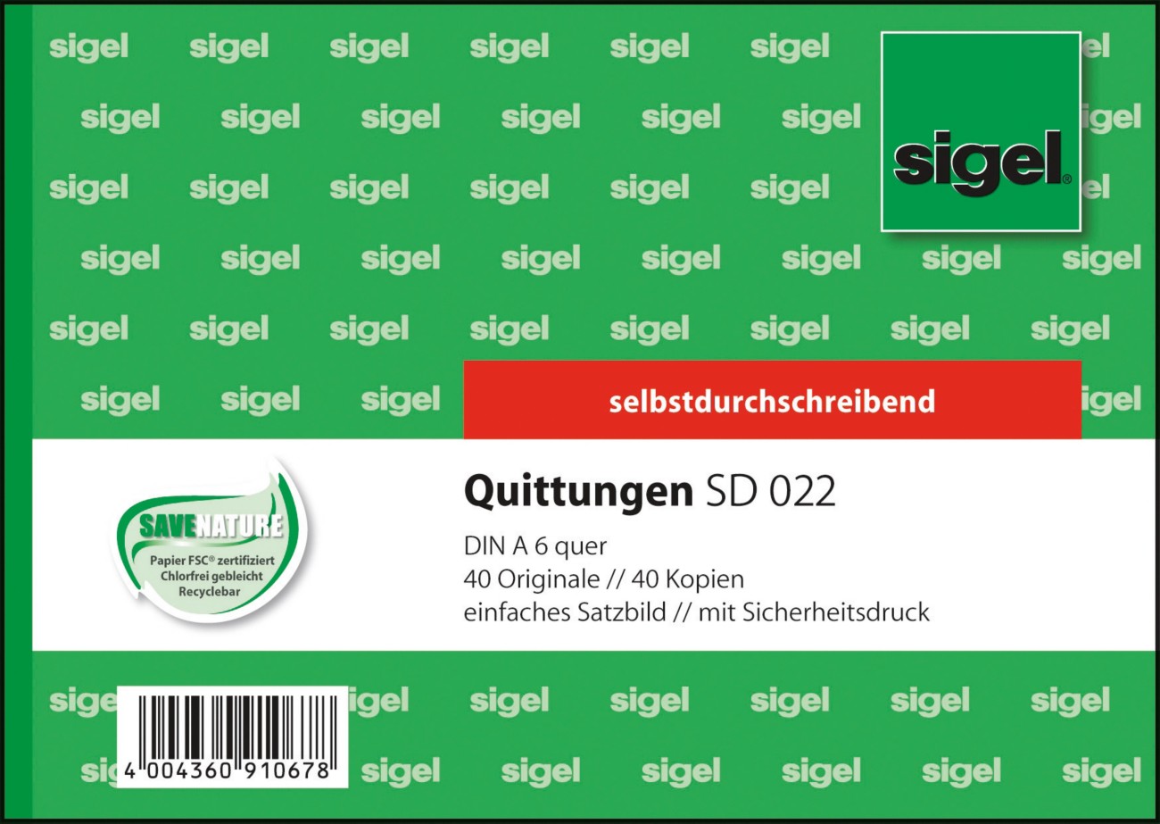 Sigel Quittungsformulare DIN A6 quer 40 Blatt 4012646