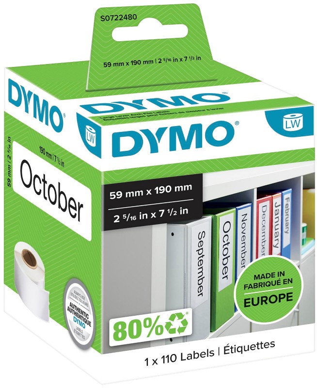 DYMO LW Etiketten Authentisch 99019 18433 Selbsthaftend Schwarz auf Weiß 59 x 190 mm 110 Etiketten