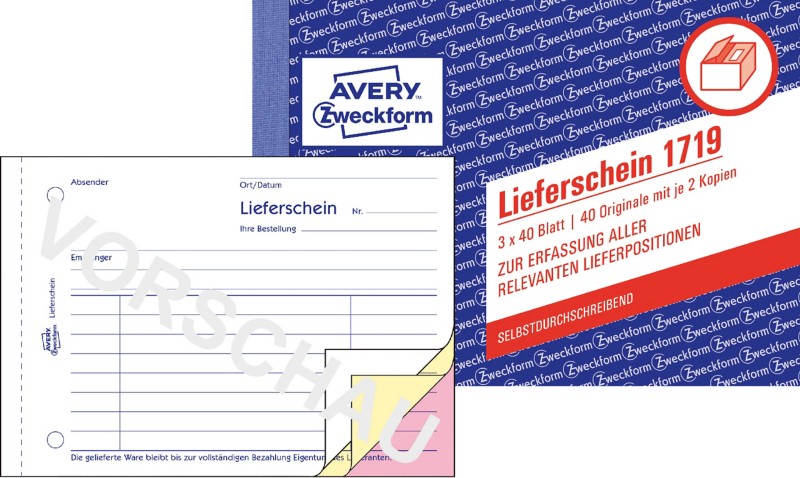 AVERY Zweckform Lieferschein 1719 DIN A6 Perforiert N/A 40 Blatt