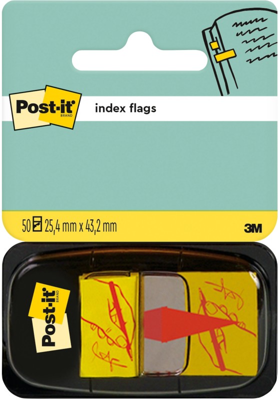 Post-it Index Haftmarker "Sign Here" 25,4 x 43,2 mm Gelb 50 Streifen