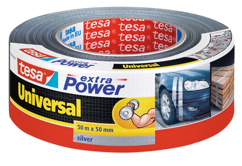 tesa Kraftklebeband extra Power Universal Silber 48 mm (B) x 50 m (L) Viskose 56389