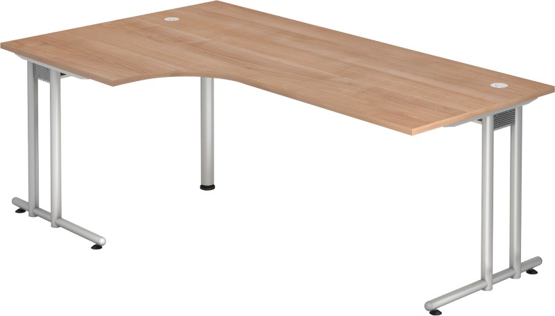 Hammerbacher N-Serie VNS Eckschreibtisch Freiform Walnuss C-Fuß 2.000 (B) x 1.200 (T) x 740 (H) mm Spanplatte, Stahl