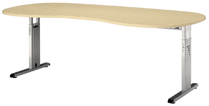 Hammerbacher O-Serie Schreibtisch Nierenförmig Ahorn C-Fuß 2.000 (B) x 1.000 (T) x 680 (H) mm Melaminharzbeschichtete Sp...