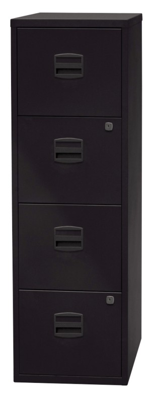 Bisley Home Hängeregistraturschrank Economy 4 Schübe Schwarz 413 x 400 x 1.321 mm