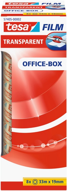 tesa Klebeband tesafilm Office-Box 57405 Transparent 19 mm (B) x 33 m (L) PP (Polypropylen) 8 Rollen