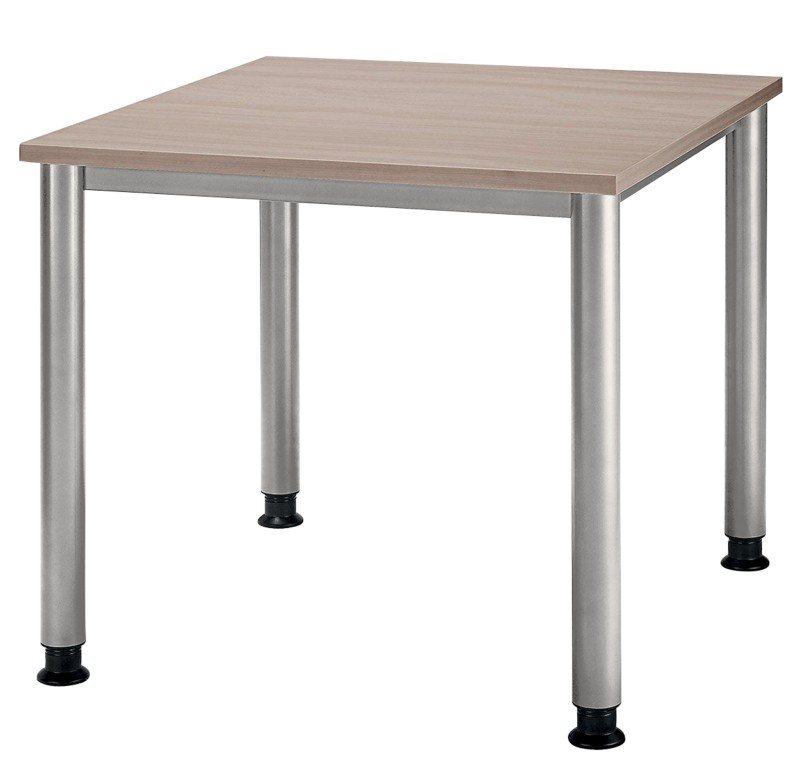 Hammerbacher Höhenverstellbar Schreibtisch Quadratisch Walnuss 4 Füße 800 (B) x 800 (T) x 680 (H) mm Melaminharzbeschich...