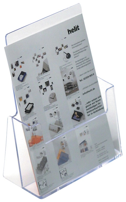 helit the helpdesk Prospektständer DIN A4 23,5 (B) x 8,5 (T) x 25 (H) cm Transparent 2 Stück