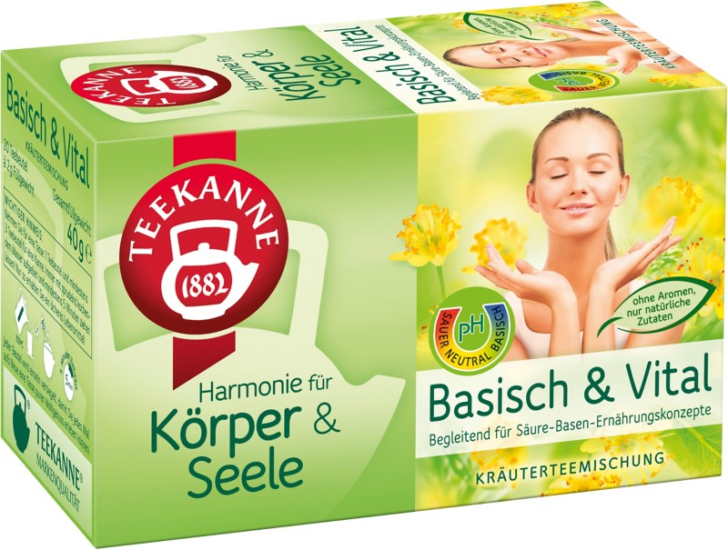 TEEKANNE Harmonie für Körper & Seele "Basisch & Vital" Koffeinfrei Kräutertee Kräutertee 20 Stück à 2 g