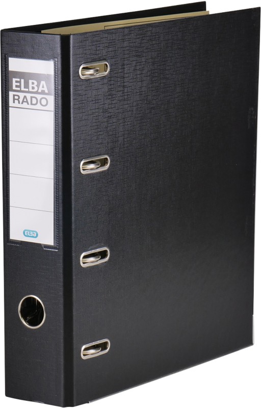 ELBA Rado Plast Doppelordner Breit DIN A5 75 mm Schwarz 4 Ringe 100551851 Pappkarton, PP (Polypropylen) Querformat