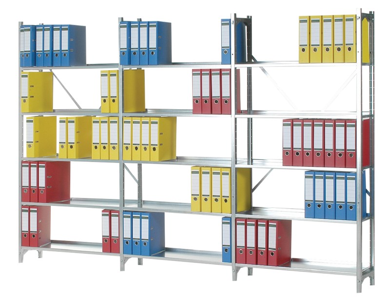 Manuflex Regalsystem 5 Fachböden Stahl 930 x 300 x 1.900 mm Silber