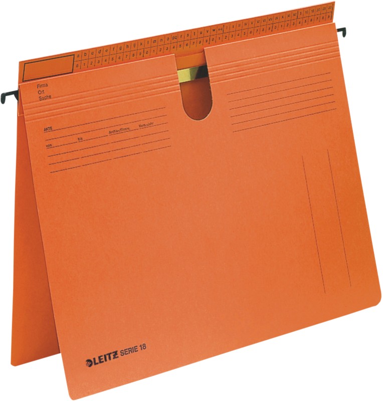 Leitz SERIE 18 Hängehefter 1814 DIN A4 Behördenheftung und Kaufmännische Heftung V-Base 15 mm 250 g/m² Orange 100% Recyc...