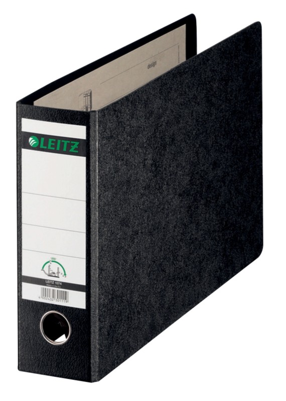 Leitz 180° Breit Ordner DIN A4 80 mm Schwarz 2 Ringe 1074 Hartpappe Wolkenmarmor Querformat Recycled