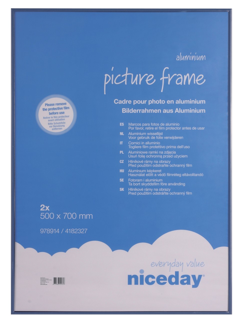 Niceday Bilderrahmen 50 x 70 cm Blau 700 x 500 mm 2 Stück