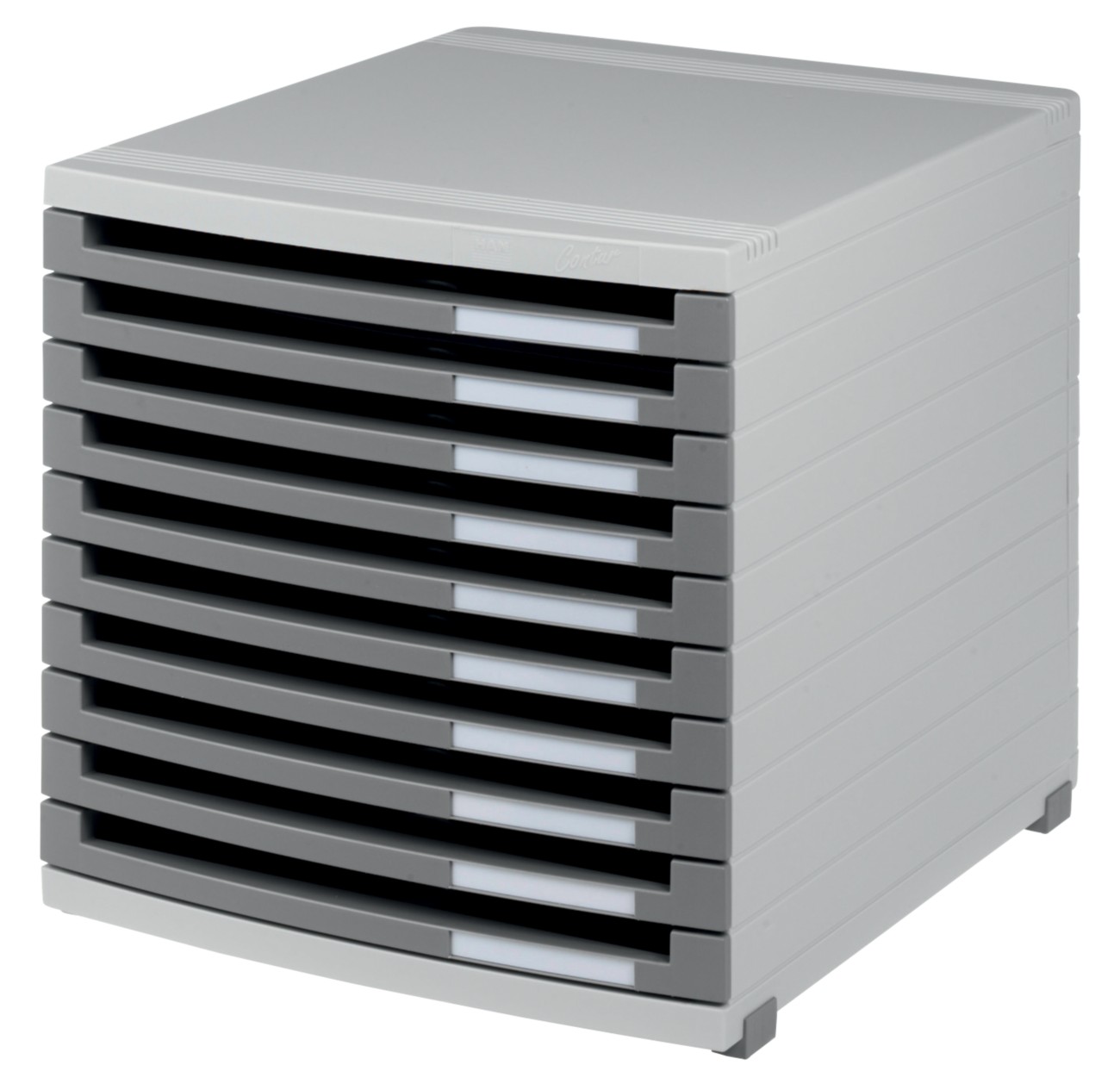 HAN Schubladenbox Contur 1510 Polystyrol Lichtgrau, Dunkelgrau 30 x 38,2 x 30,7 cm Offene Schubladen