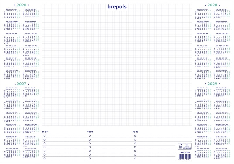 Thumbnail - Brepols DeskMate Schreibtisch-Kalender 2024, 2025, 2026, 2027 Niederländisch, Französisch, Deutsch, Englisch 35 (B) x 0,...