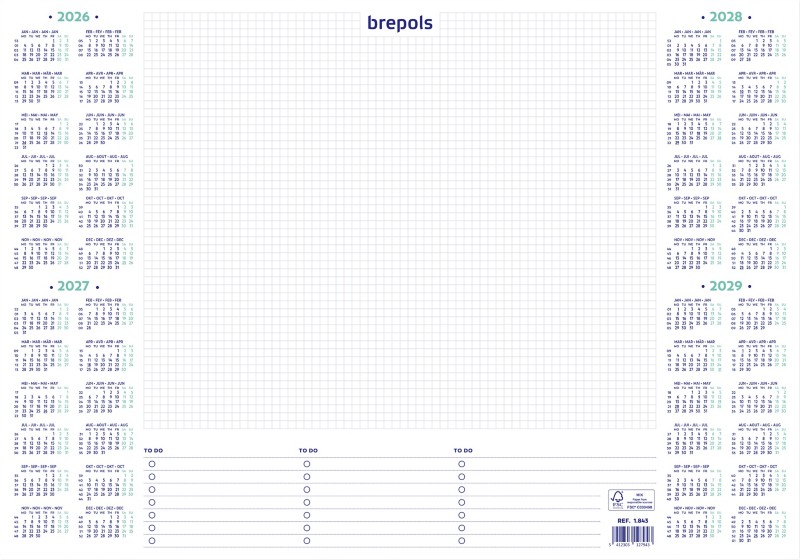 Brepols DeskMate Schreibtisch-Kalender 2024, 2025, 2026, 2027, 2028 Niederländisch, Französisch, Deutsch, Englisch 35 (B...