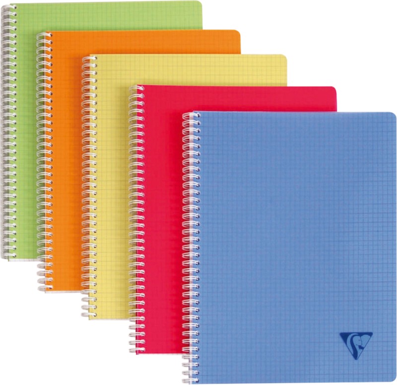 Clairefontaine Linicolor Notizbuch DIN A5+ Kariert Spiralbindung PP (Polypropylen) Farbig sortiert 100 Seiten 50 Blatt