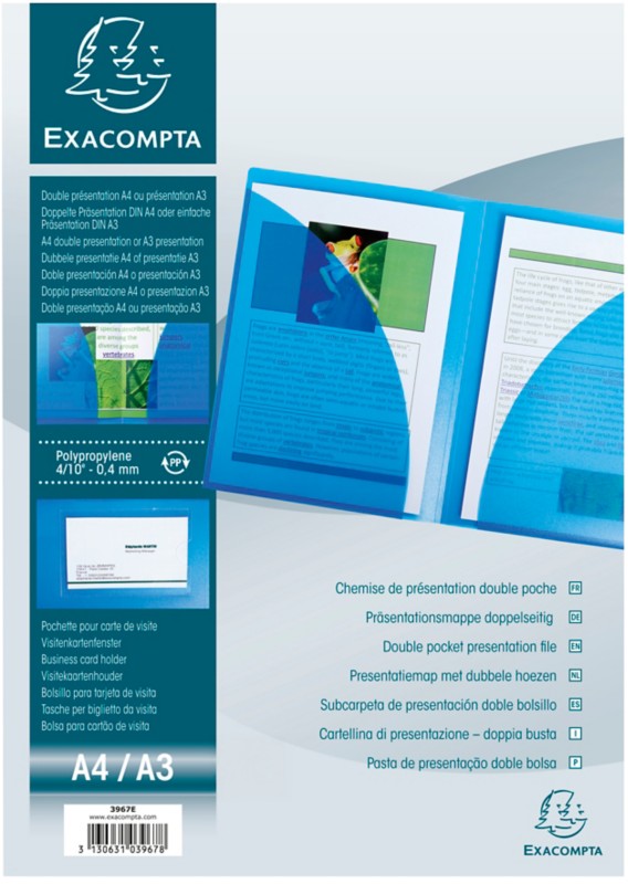 Exacompta Prospekthüllen Twin File DIN A4 Weiß, Transparent Polypropylen