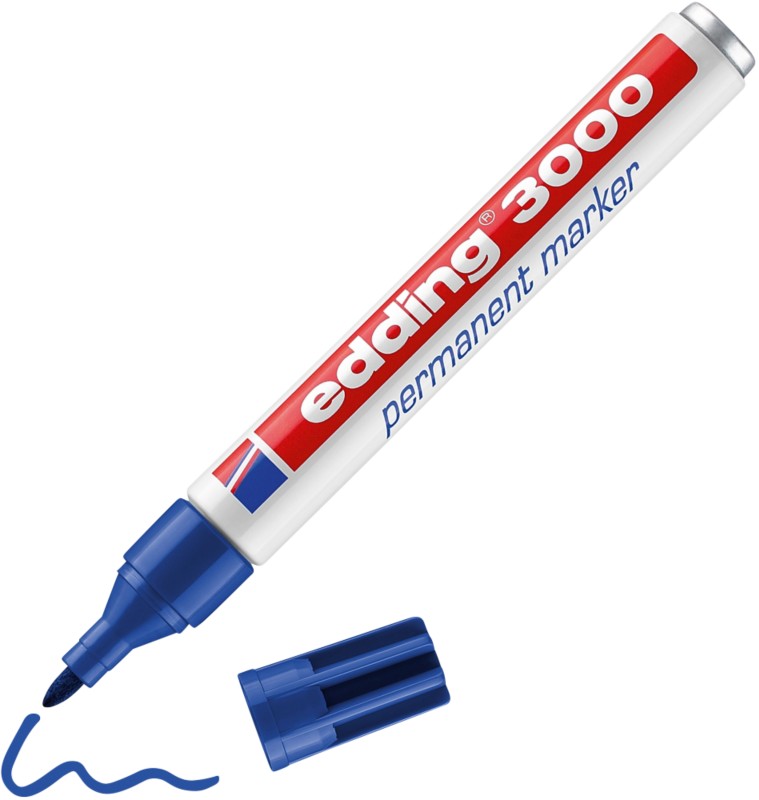 Thumbnail - edding 3000 Permanentmarker Mittel Rundspitze 1,5 - 3 mm Blau Nachfüllbar Wasserbeständig