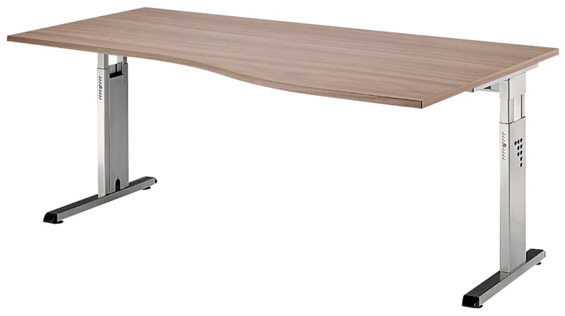 Hammerbacher O-Serie VOS Höhenverstellbar Schreibtisch Freiform Walnuss C-Fuß 1.800 (B) x 1.000 (T) x 850 (H) mm Spanpla...