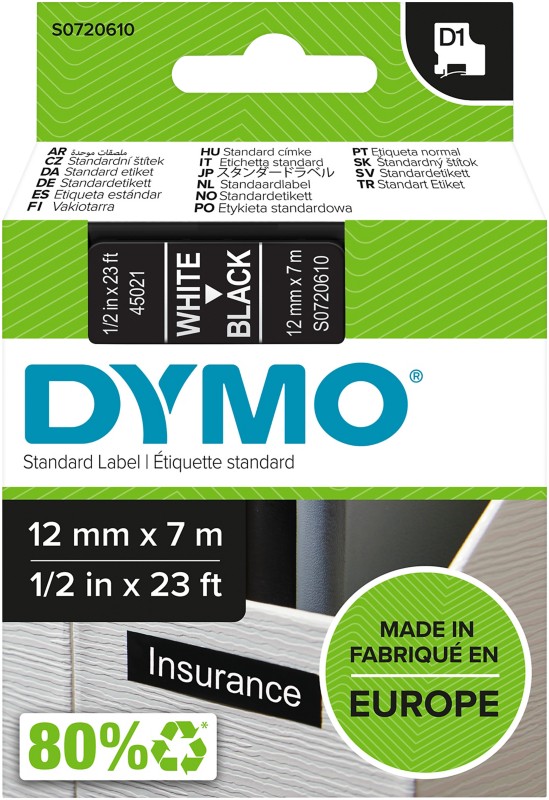 Thumbnail - DYMO D1 Beschriftungsband Authentisch 45021 S0720610 Selbsthaftend 12 mm x 7 m