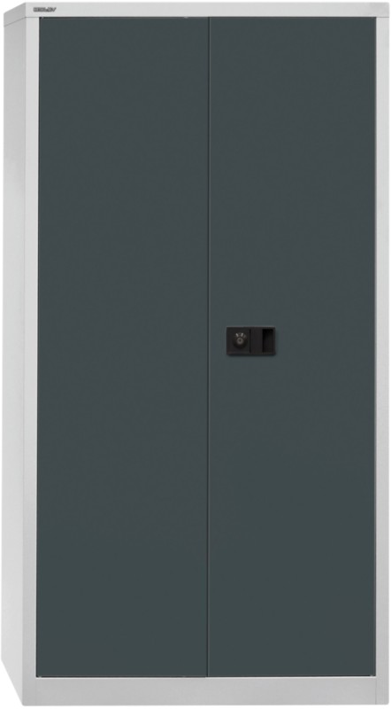 Bisley Universal Flügeltürenschrank Stahl 3 Fachböden abschließbar 914 x 400 x 1.806 mm Anthrazit, Hellgrau