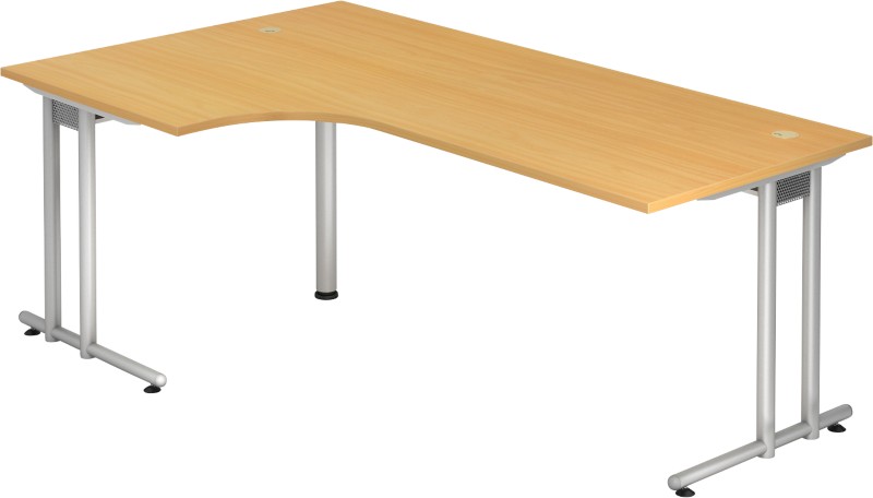 Hammerbacher Matrix VNS Eckschreibtisch Freiform Buche C-Fuß 2.000 (B) x 1.200 (T) x 740 (H) mm Spanplatte, Stahl