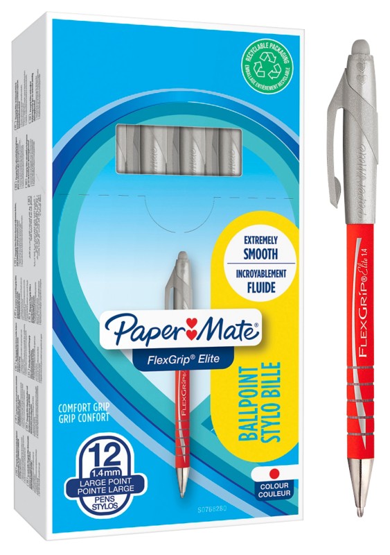 paper mate Stylos bille PaperMate Flexgrip Elite Rouge - 12 Unités