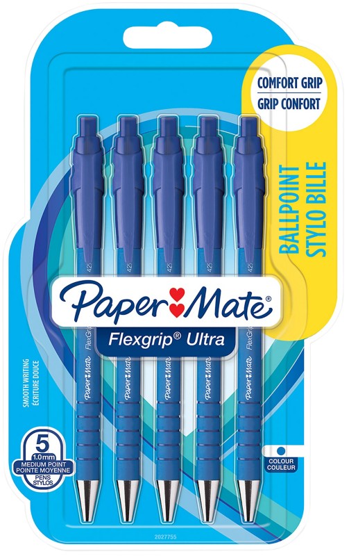 Papermate Flexgrip Ultra Retractable Ballpoint Pen Blue 1 Mm Medium Ballpoint Pack Of 5 - Image 3