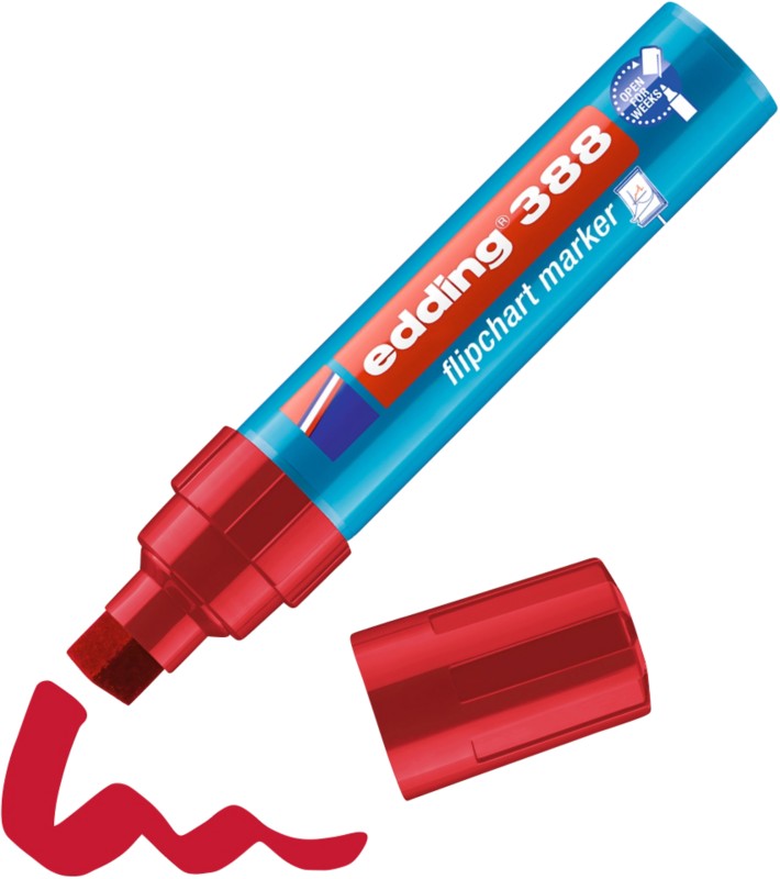 Thumbnail - edding 388 Flipchart-Marker Extra Breit Keilspitze 4 - 12 mm Rot Wasserbeständig