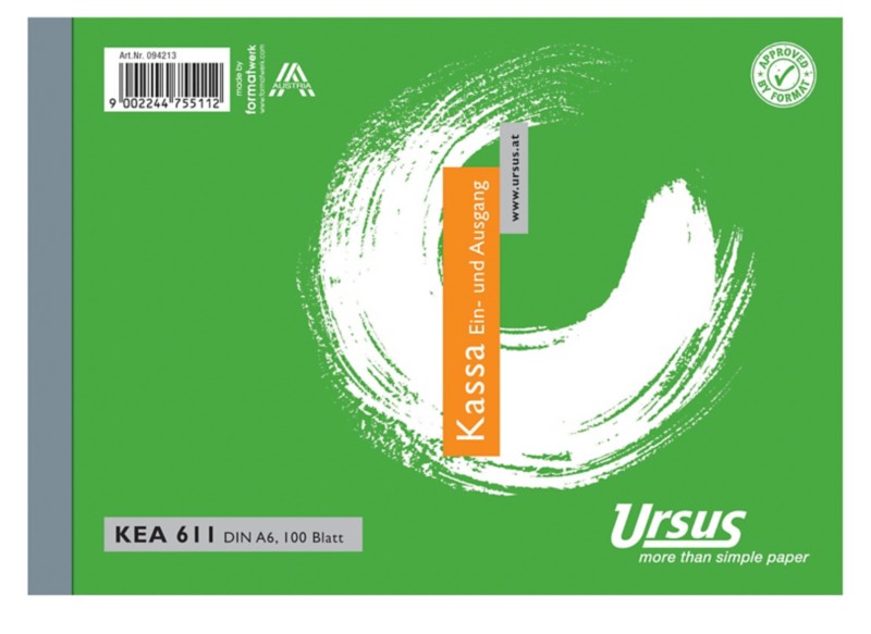 Ursus Style Kassenbuch KEA611 A6 quer 100 Blatt