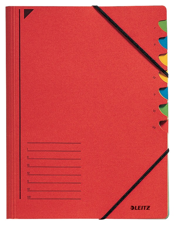 Leitz Ordnungsmappe DIN A4 Rot Karton Mit 7 Fächern 24,5 x 32 cm