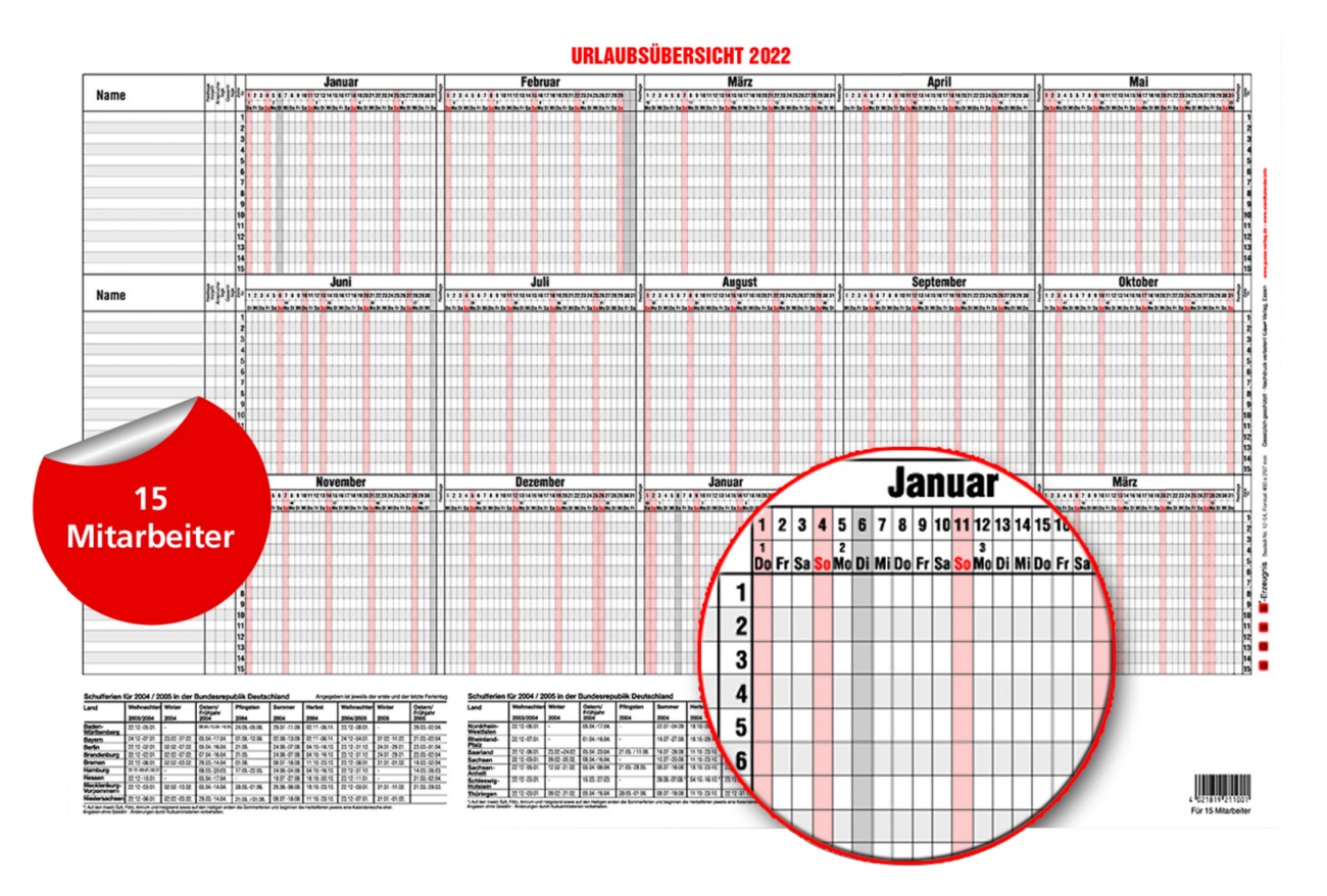 Güss Kalender GmbH Jahresübersicht No.1 DIN A5 quer 2027 Weiß, Rot 1254