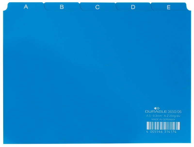 DURABLE Leitregister DIN A5 quer Blau 21 x 14,8 cm 25 Stück