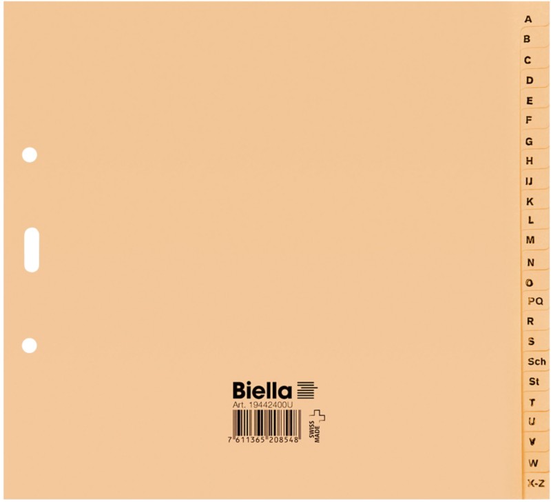 Biella A - Z Alphabetische Register DIN A4 Braun 24-teilig 180 g/m² 2 Löcher