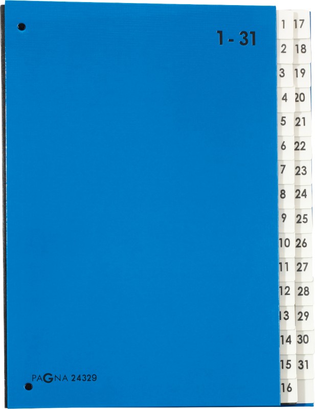 PAGNA Pultordner Blau DIN A4 Hartpappe 1 bis 31 Blau