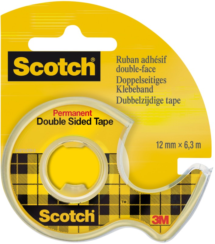 Scotch Doppelseitiges Klebeband Permanent 12 mm x 6,3 m Transparent mit Abroller