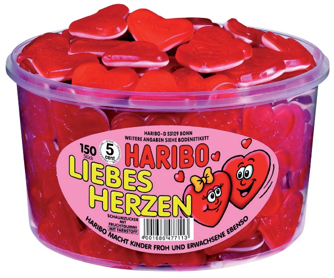 Haribo Fruchtgummi Liebesherzen 150 Stück à 8 g