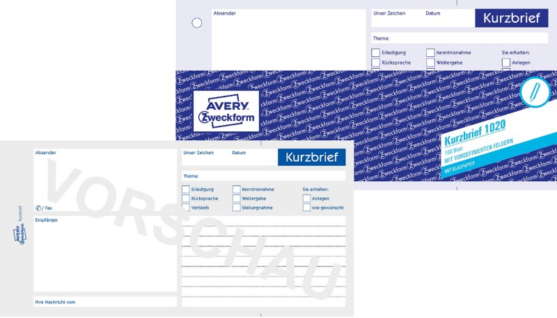 AVERY Zweckform Kurzmitteilung 1020 DL Perforiert N/A 100 Blatt