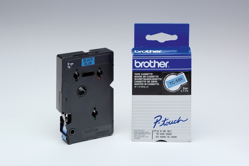 Thumbnail - Brother Schriftband TC591 11 x 2 cm Schwarz auf Blau 1 à 7.7 m