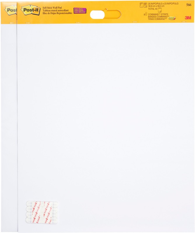 Post-it Super Sticky Flipchartblock Blanko Nicht gelocht 51 x 58 cm Weiß 20 Blatt 2 Stück à 20 Blatt