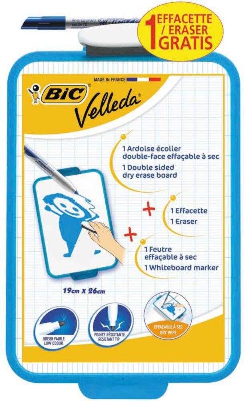 BIC wandmontierbares nicht magnetische einseitiges Whiteboard Emaille Velleda 19 x 29 cm